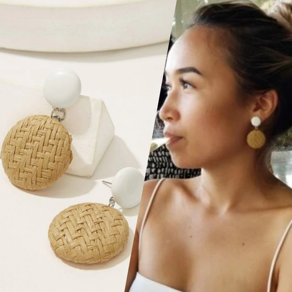 BOHO WOVEN NATURAL EARRING